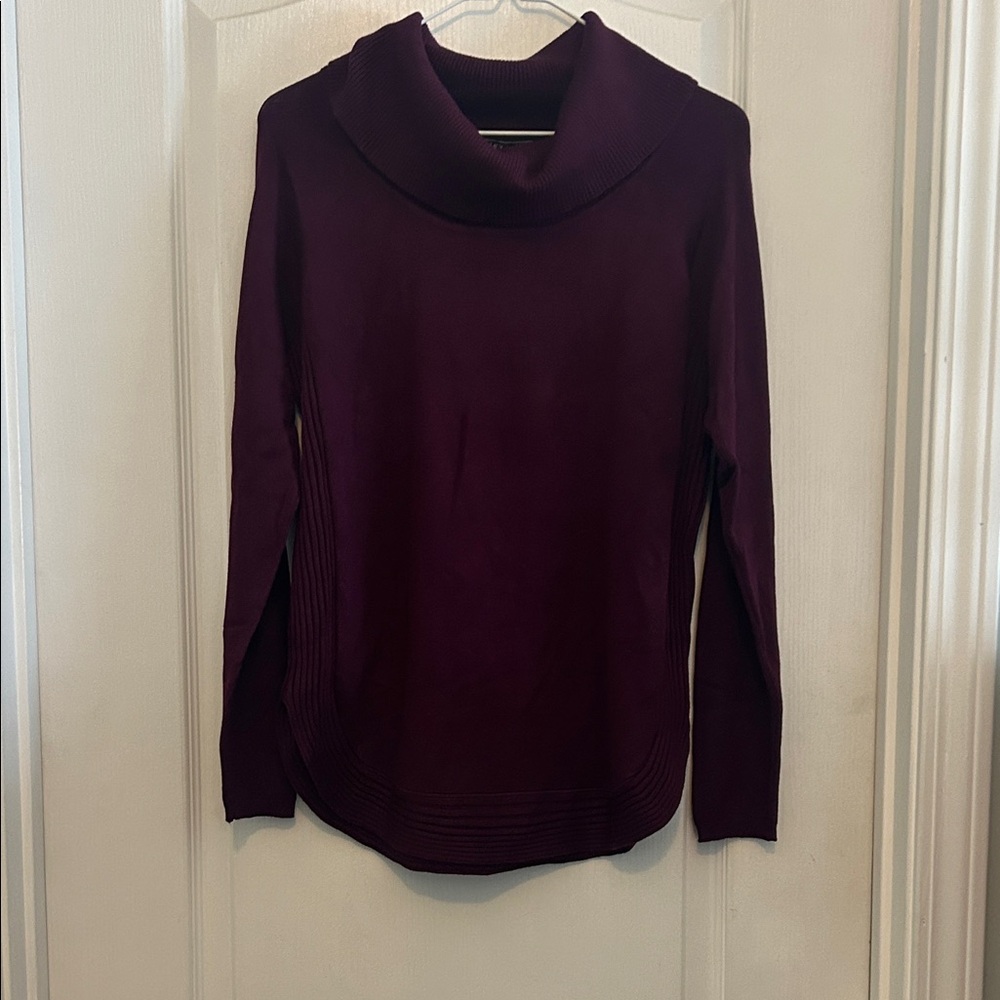 Women's Cowl Neck Sweater in Deep Plum